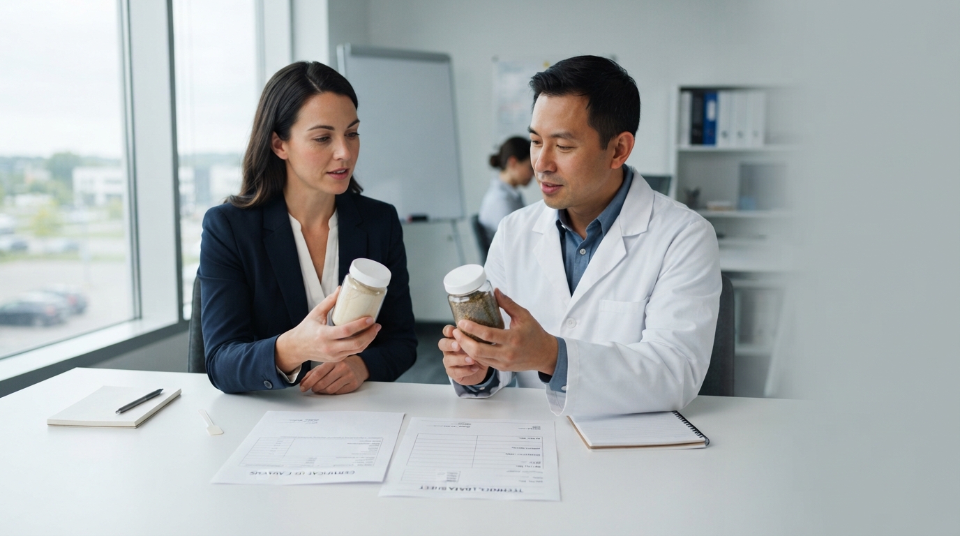 Buyers comparing botanical extract powder and granules with supplier documents during ingredient qualification.